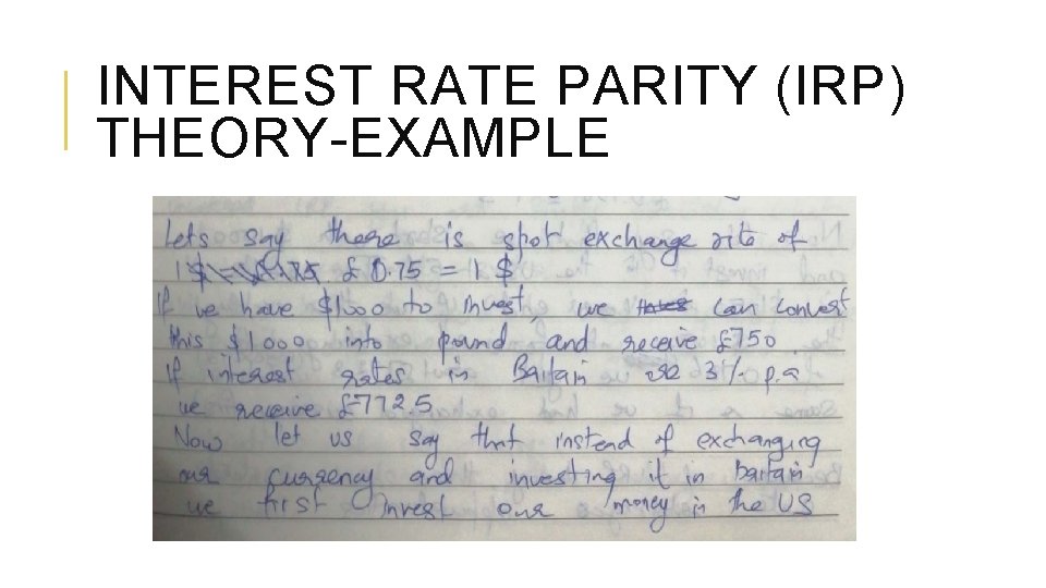 INTEREST RATE PARITY (IRP) THEORY-EXAMPLE 