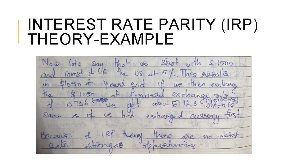 INTEREST RATE PARITY (IRP) THEORY-EXAMPLE 
