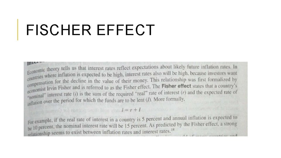 FISCHER EFFECT 