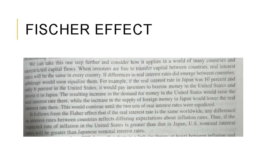 FISCHER EFFECT 