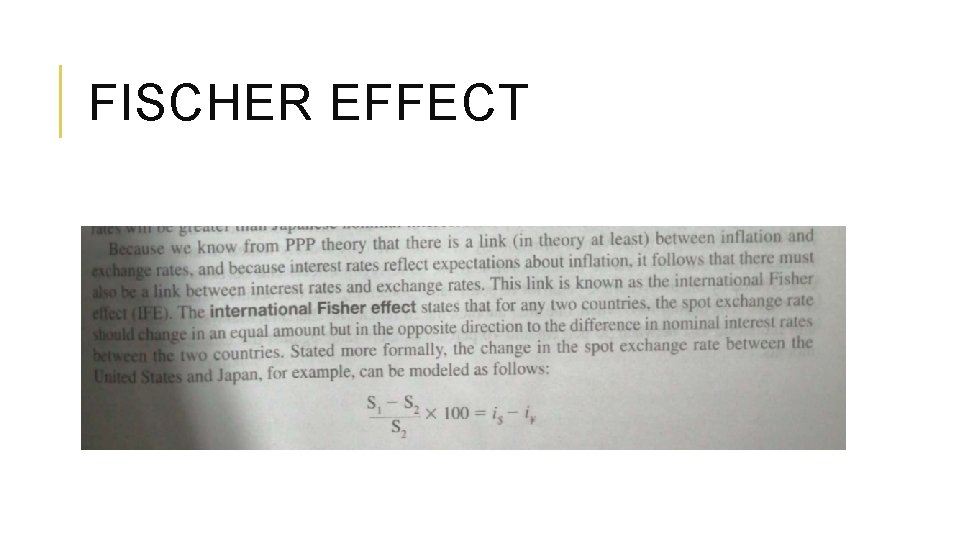 FISCHER EFFECT 