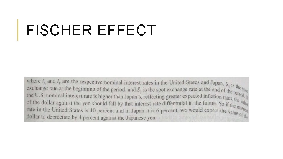 FISCHER EFFECT 