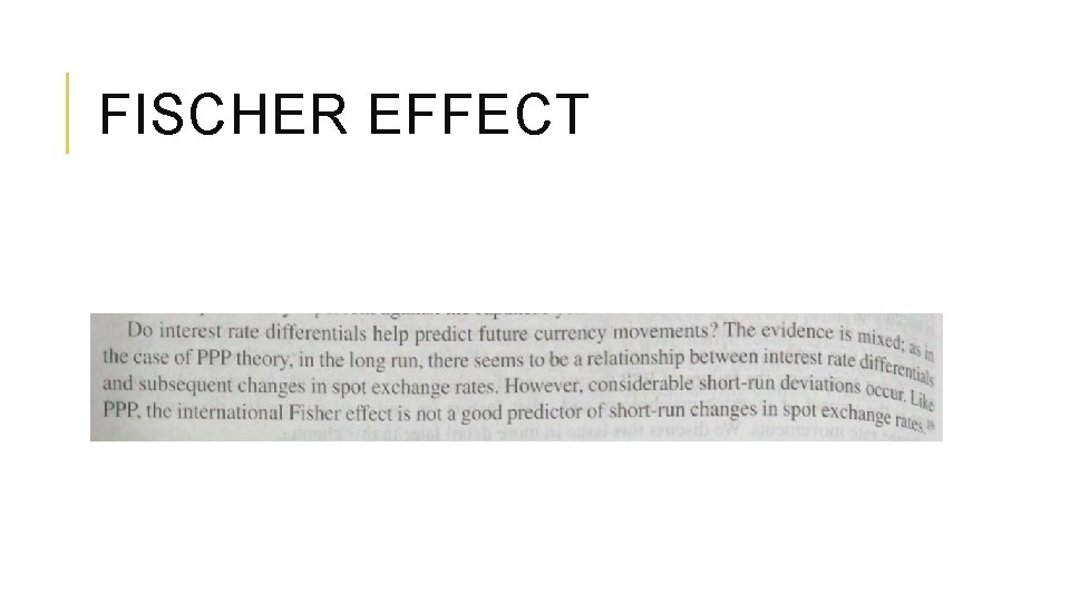 FISCHER EFFECT 