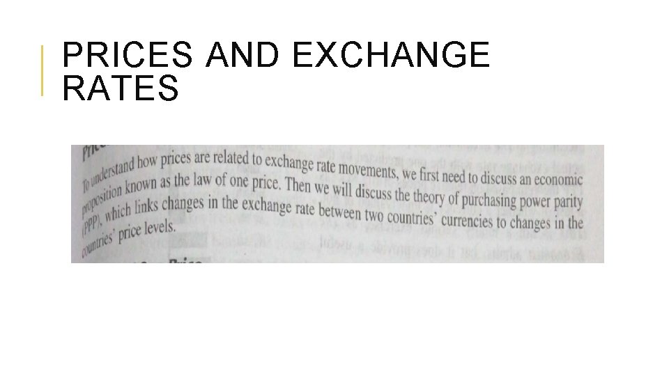 PRICES AND EXCHANGE RATES 