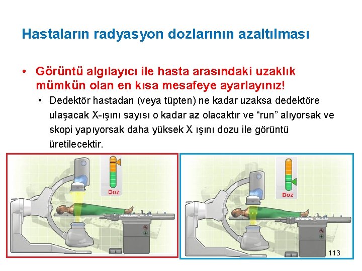 Hastaların radyasyon dozlarının azaltılması • Görüntü algılayıcı ile hasta arasındaki uzaklık mümkün olan en