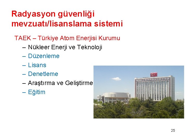 Radyasyon güvenliği mevzuatı/lisanslama sistemi TAEK – Türkiye Atom Enerjisi Kurumu – Nükleer Enerji ve