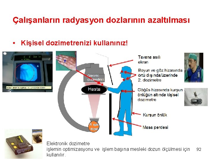 Çalışanların radyasyon dozlarının azaltılması • Kişisel dozimetrenizi kullanınız! Elektronik dozimetre işlemin optimizasyonu ve işlem