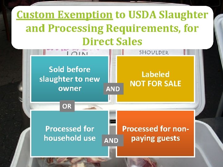 Custom Exemption to USDA Slaughter and Processing Requirements, for Direct Sales Sold before slaughter