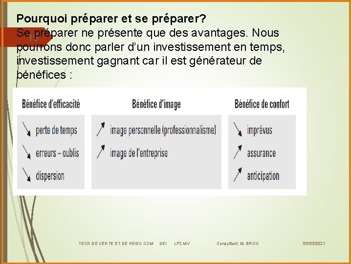 Pourquoi préparer et se préparer? Se préparer ne présente que des avantages. Nous 15