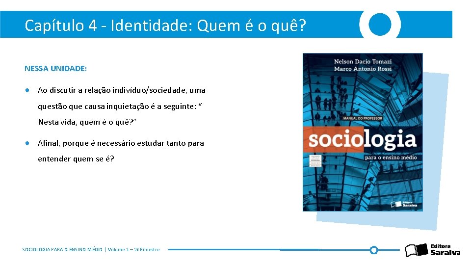 Capítulo 4 - Identidade: Quem é o quê? NESSA UNIDADE: ● Ao discutir a