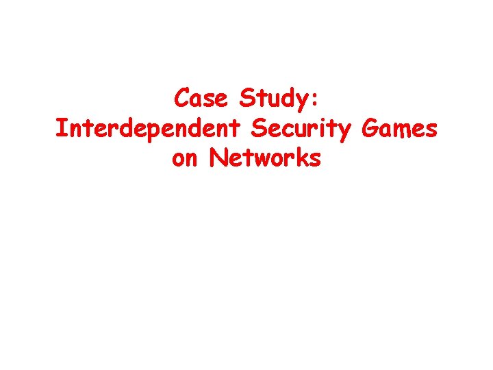 Case Study: Interdependent Security Games on Networks 