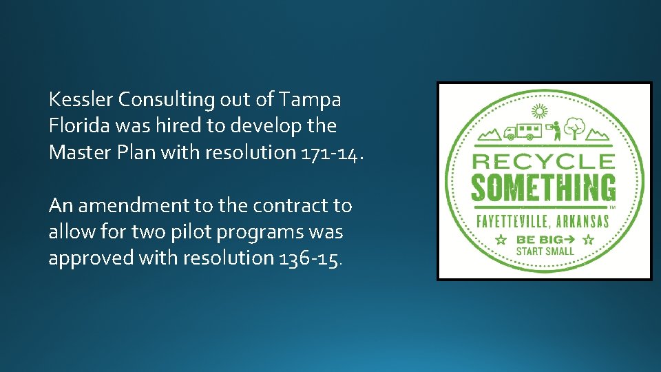 Kessler Consulting out of Tampa Florida was hired to develop the Master Plan with