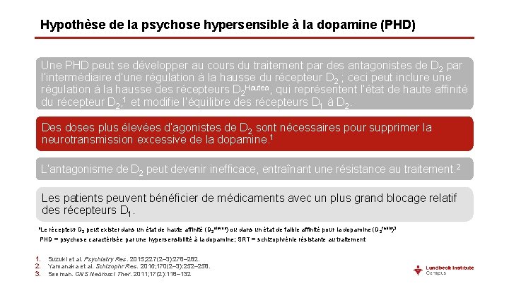 Hypothèse de la psychose hypersensible à la dopamine (PHD) Une PHD peut se développer