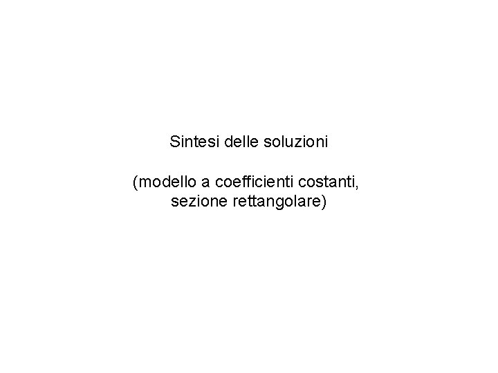 Sintesi delle soluzioni (modello a coefficienti costanti, sezione rettangolare) 