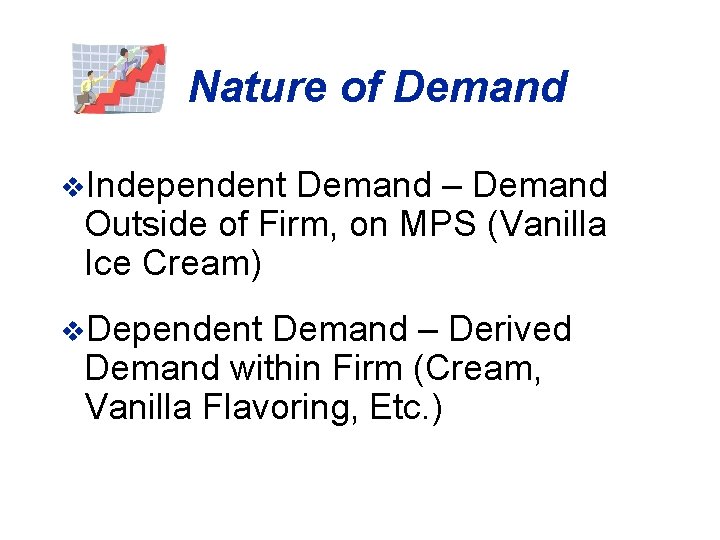 Nature of Demand v. Independent Demand – Demand Outside of Firm, on MPS (Vanilla