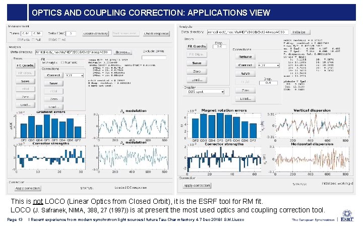 OPTICS AND COUPLING CORRECTION: APPLICATIONS VIEW This is not LOCO (Linear Optics from Closed