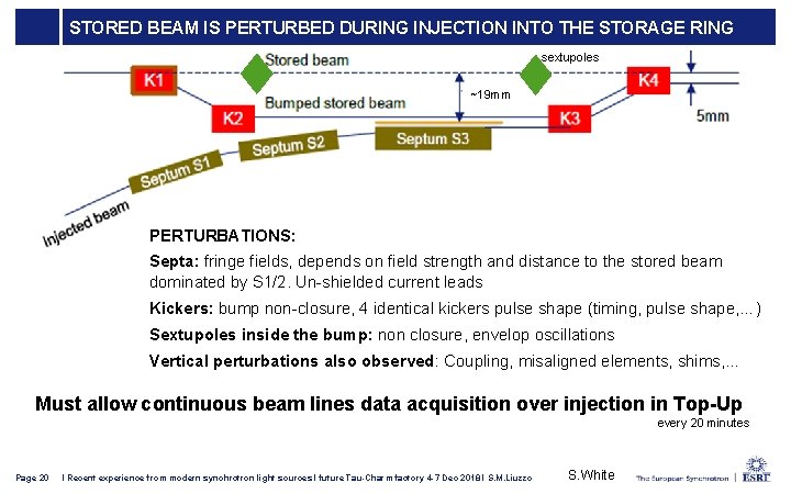 STORED BEAM IS PERTURBED DURING INJECTION INTO THE STORAGE RING sextupoles ~19 mm PERTURBATIONS: