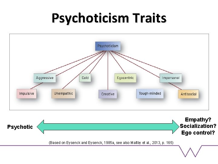 Psychoticism Traits Empathy? Socialization? Ego control? Psychotic (Based on Eysenck and Eysenck, 1985 a,