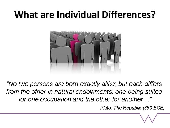 What are Individual Differences? “No two persons are born exactly alike; but each differs