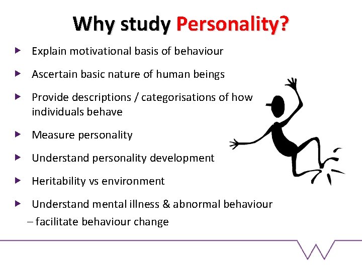 Why study Personality? Explain motivational basis of behaviour Ascertain basic nature of human beings