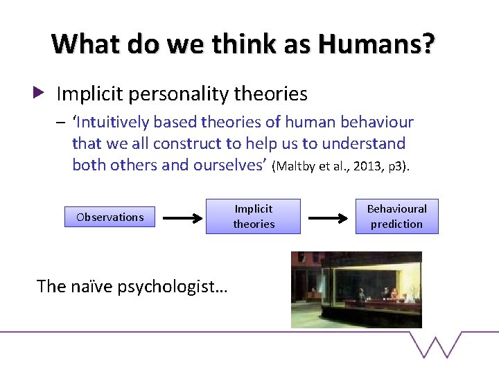 What do we think as Humans? Implicit personality theories – ‘Intuitively based theories of