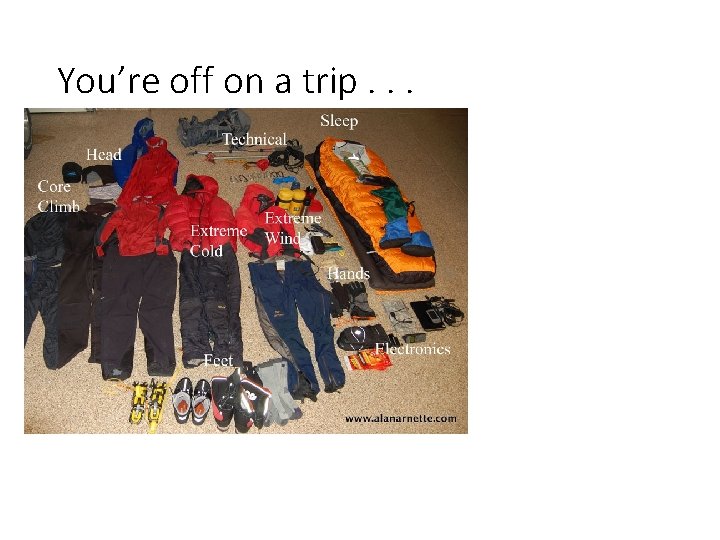 You’re off on a trip. . . 