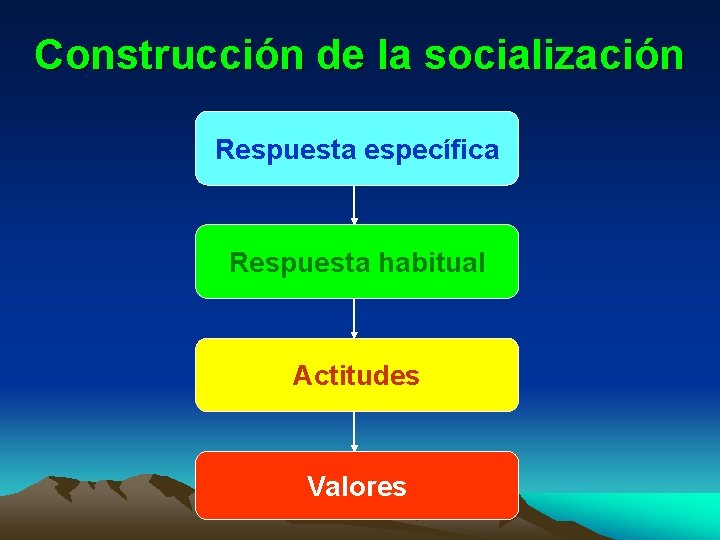 Construcción de la socialización Respuesta específica Respuesta habitual Actitudes Valores 