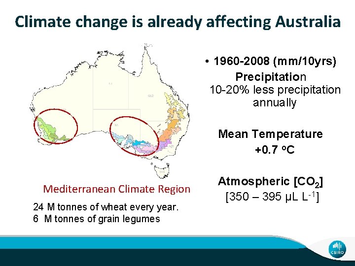 Climate change is already affecting Australia • 1960 -2008 (mm/10 yrs) Precipitation 10 -20%