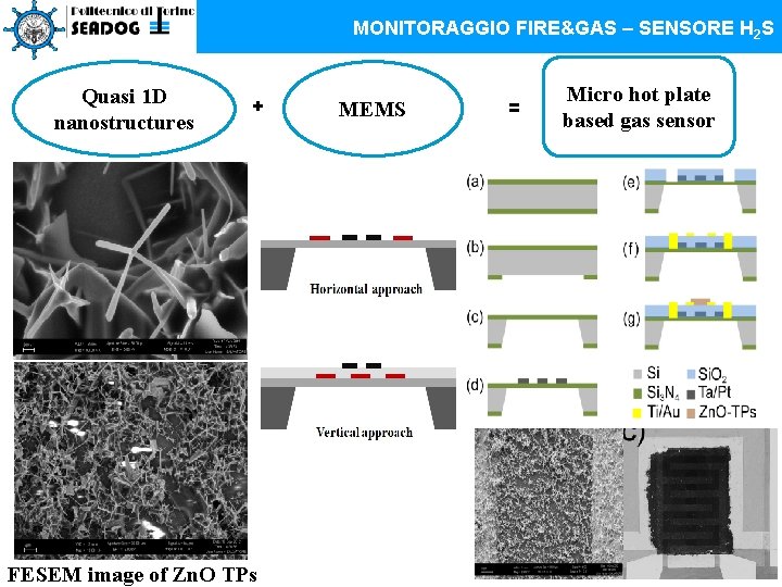 MONITORAGGIO FIRE&GAS – SENSORE H 2 S Quasi 1 D nanostructures + FESEM image