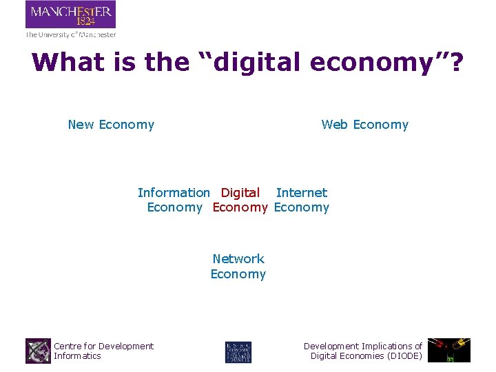 What is the “digital economy”? New Economy Web Economy Information Digital Internet Economy Network