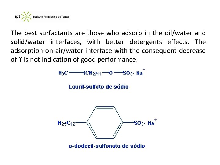 The best surfactants are those who adsorb in the oil/water and solid/water interfaces, with