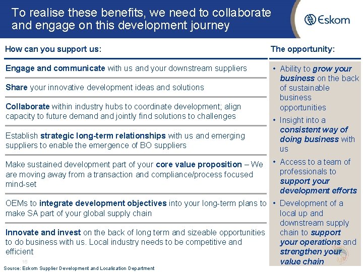 To realise these benefits, we need to collaborate and engage on this development journey