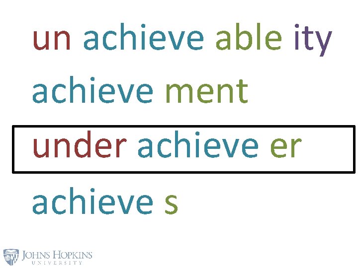 un achieve able ity achieve ment under achieve s 