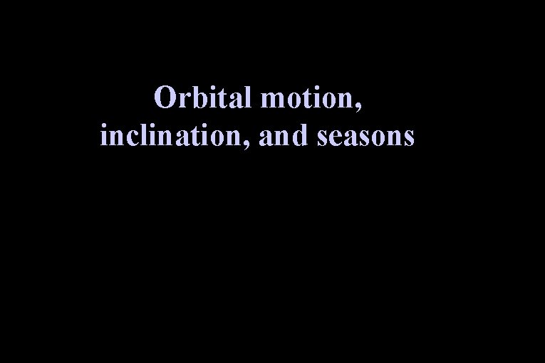Orbital motion, inclination, and seasons 