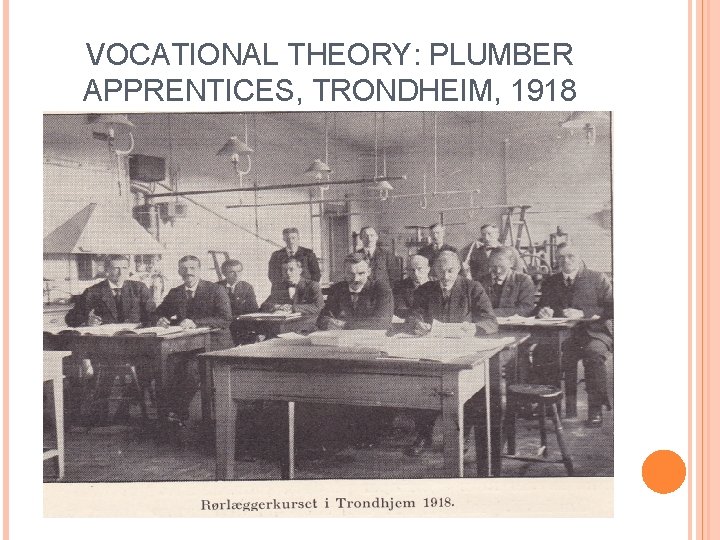 VOCATIONAL THEORY: PLUMBER APPRENTICES, TRONDHEIM, 1918 