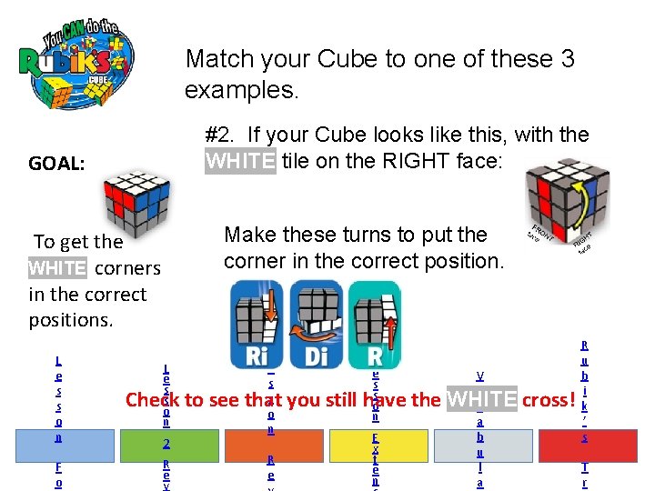 Match your Cube to one of these 3 examples. #2. If your Cube looks