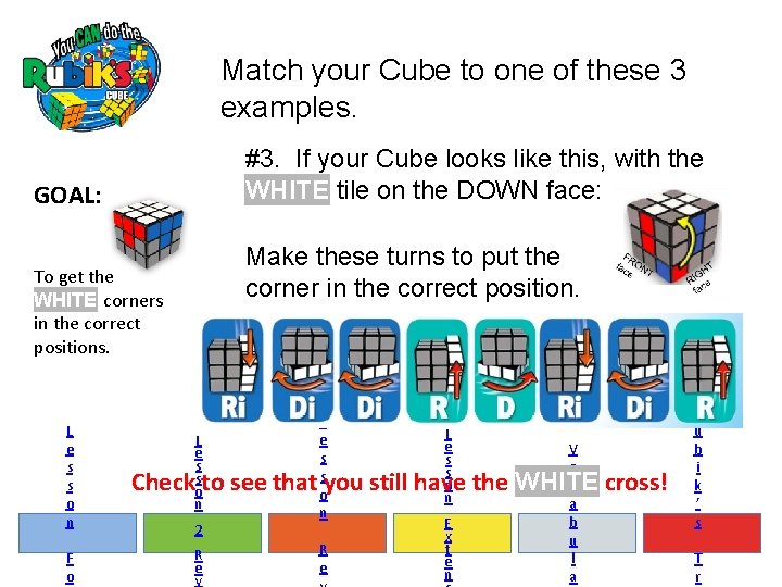 Match your Cube to one of these 3 examples. #3. If your Cube looks