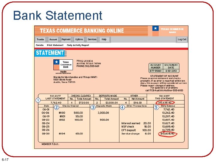 Bank Statement 6 -17 