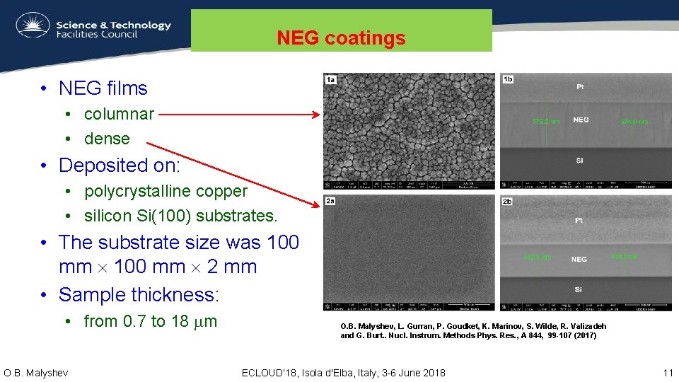 NEG coatings • NEG films • columnar • dense • Deposited on: • polycrystalline