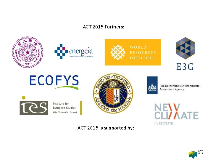 ACT 2015 Partners: ACT 2015 is supported by: 