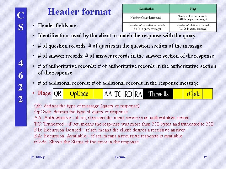 C S Header format • Header fields are: • Identification: used by the client C S Header format • Header fields are: • Identification: used by the client