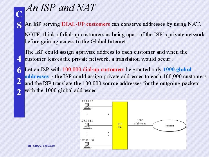 An ISP and NAT C S An ISP serving DIAL-UP customers can conserve addresses An ISP and NAT C S An ISP serving DIAL-UP customers can conserve addresses