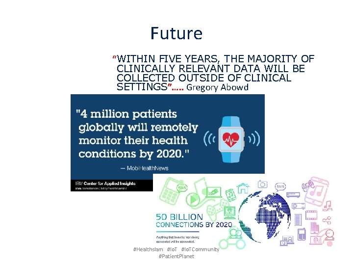 Future “WITHIN FIVE YEARS, THE MAJORITY OF CLINICALLY RELEVANT DATA WILL BE COLLECTED OUTSIDE