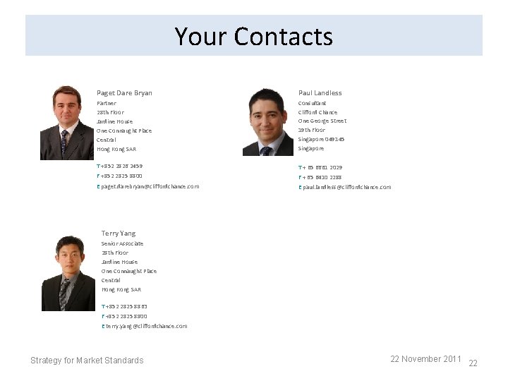 Your Contacts Paget Dare Bryan Paul Landless Partner 28 th Floor Jardine House One Your Contacts Paget Dare Bryan Paul Landless Partner 28 th Floor Jardine House One