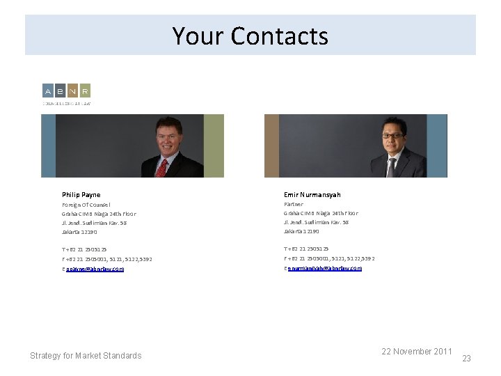 Your Contacts Philip Payne Emir Nurmansyah Foreign Of Counsel Graha CIMB Niaga 24 th Your Contacts Philip Payne Emir Nurmansyah Foreign Of Counsel Graha CIMB Niaga 24 th
