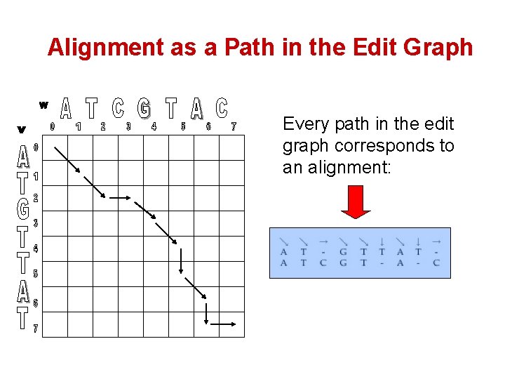 Alignment as a Path in the Edit Graph Every path in the edit graph