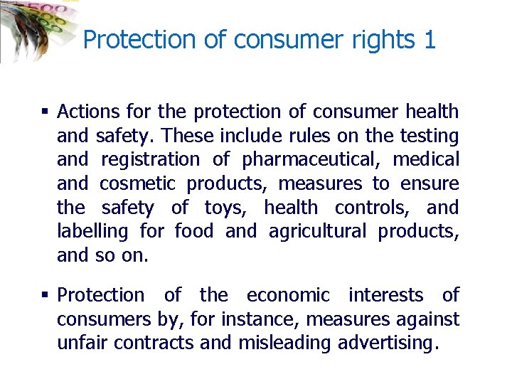  Protection of consumer rights 1 § Actions for the protection of consumer health