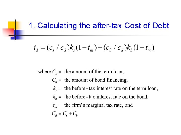 1. Calculating the after-tax Cost of Debt 