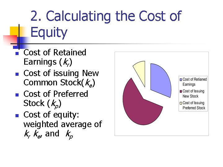 2. Calculating the Cost of Equity n n Cost of Retained Earnings (kr) Cost