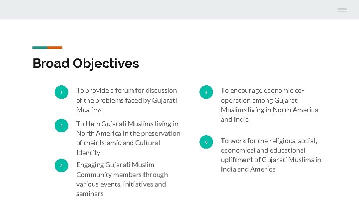 Broad Objectives 1 2 3 To provide a forum for discussion of the problems Broad Objectives 1 2 3 To provide a forum for discussion of the problems